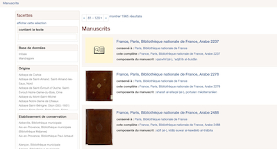 Capture d'écran page de résulats manuscrits